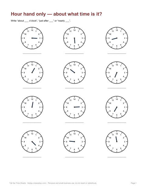 Preview of the first page of Hour hand only (PDF)